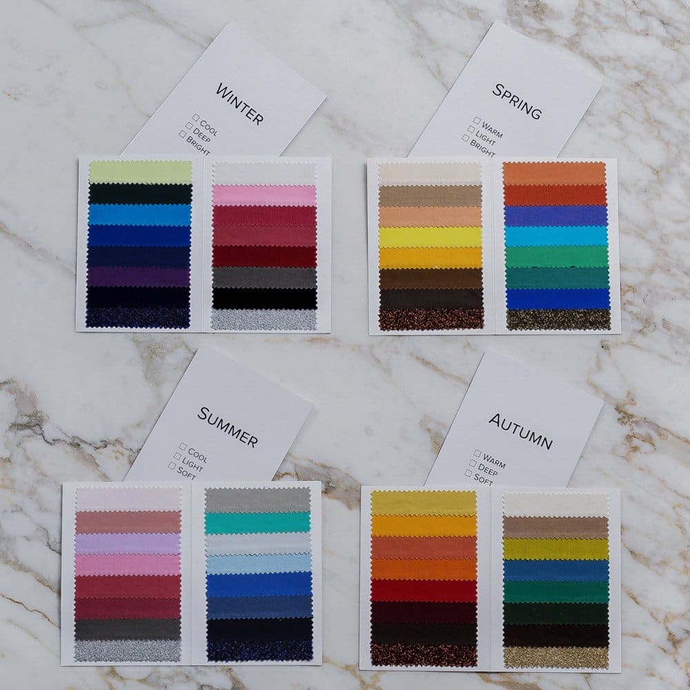 Palette stagioni Kit Armocromia in tessuto, con colori ideali per le 4 stagioni.